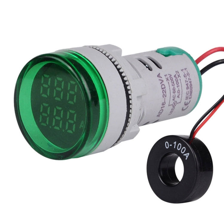 SINOTIMER ST16VA Round 22mm LED Digital Display AC Voltage Current Indicator AC 60-500V 0-100A(04...