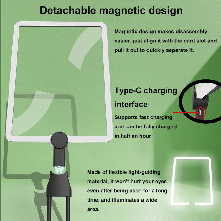 8039-5 LED Light Multifunctional Charging Hanging Neck Handheld Reading Magnifying Glass(Black)
