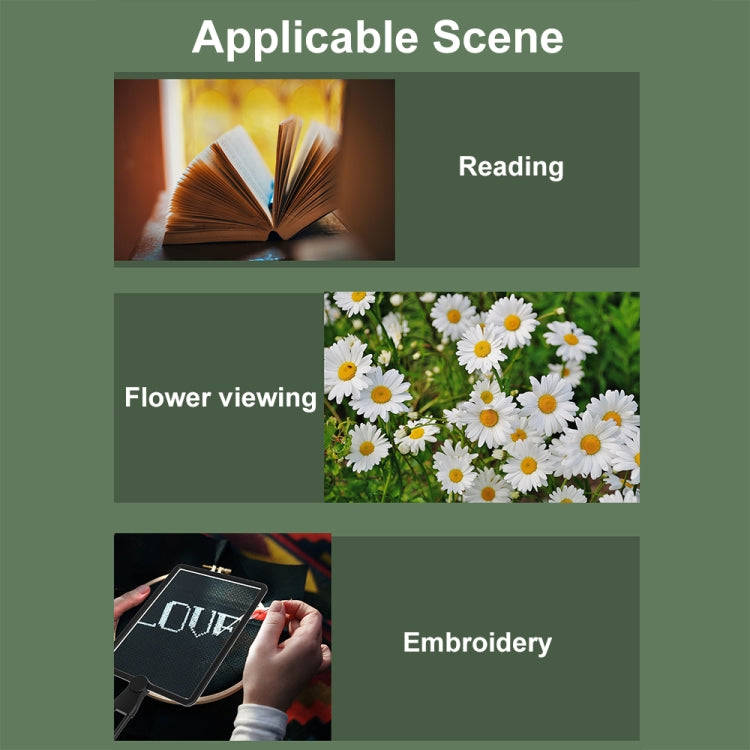 8039-5 LED Light Multifunctional Charging Hanging Neck Handheld Reading Magnifying Glass(Black)