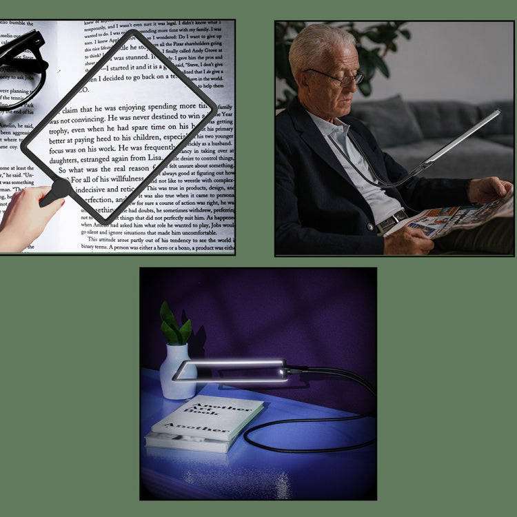8039-5 LED Light Multifunctional Charging Hanging Neck Handheld Reading Magnifying Glass(Black)