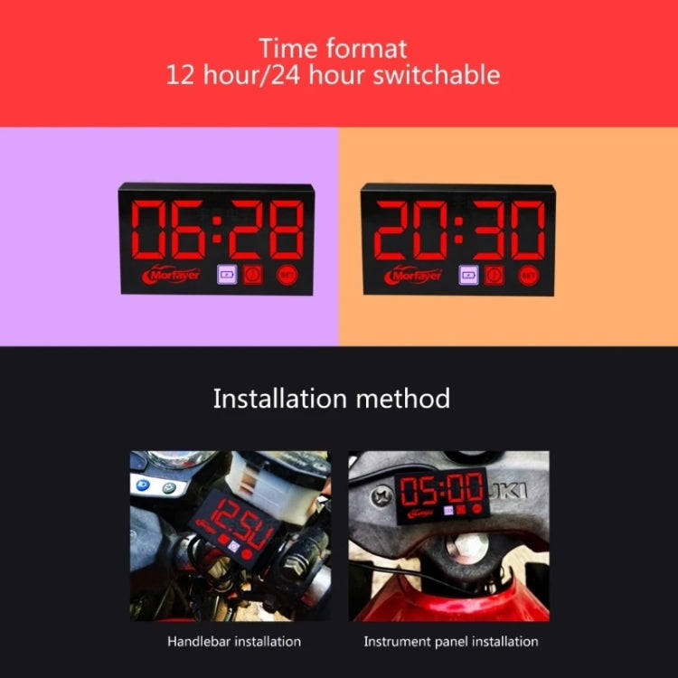 Compact LED Digital Display Time Voltmeter, Specification: 3 in 1 Green