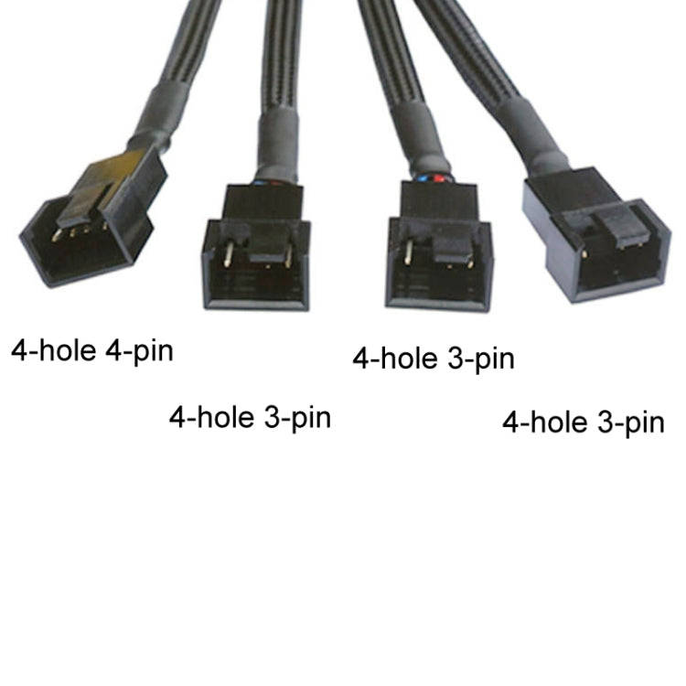 0.27m Computer PWM Temperature Control Cooling Fan Extension Cable Chassis HUB Connector(1 In 4)