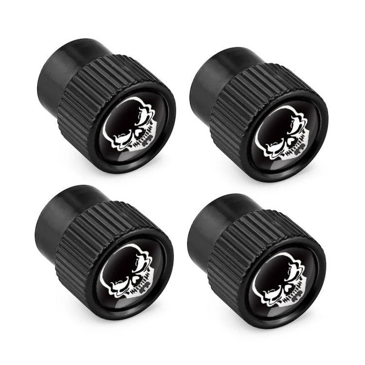 4pcs /Set Skeleton Car Tire Universal Aluminum Valve Cap(Black)