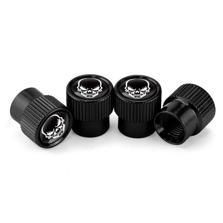 4pcs /Set Skeleton Car Tire Universal Aluminum Valve Cap(Black)