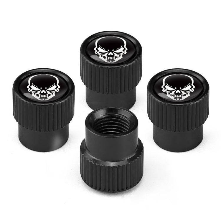 4pcs /Set Skeleton Car Tire Universal Aluminum Valve Cap(Black)
