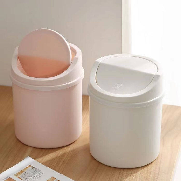 Mini Flip Lid Desktop Trash Can Student Dormitory Living Room Cute Storage Bucket(Pink)