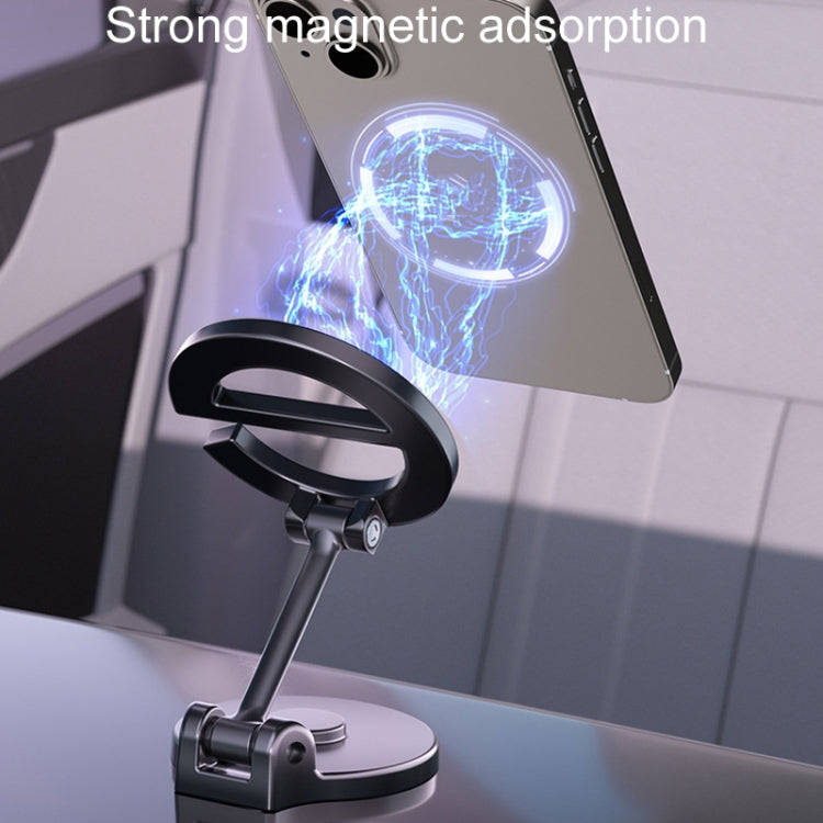 D38 Letter E Magnetic Folding Car Phone Holder Rotatable Dashboard Stick-On Navigation Stand