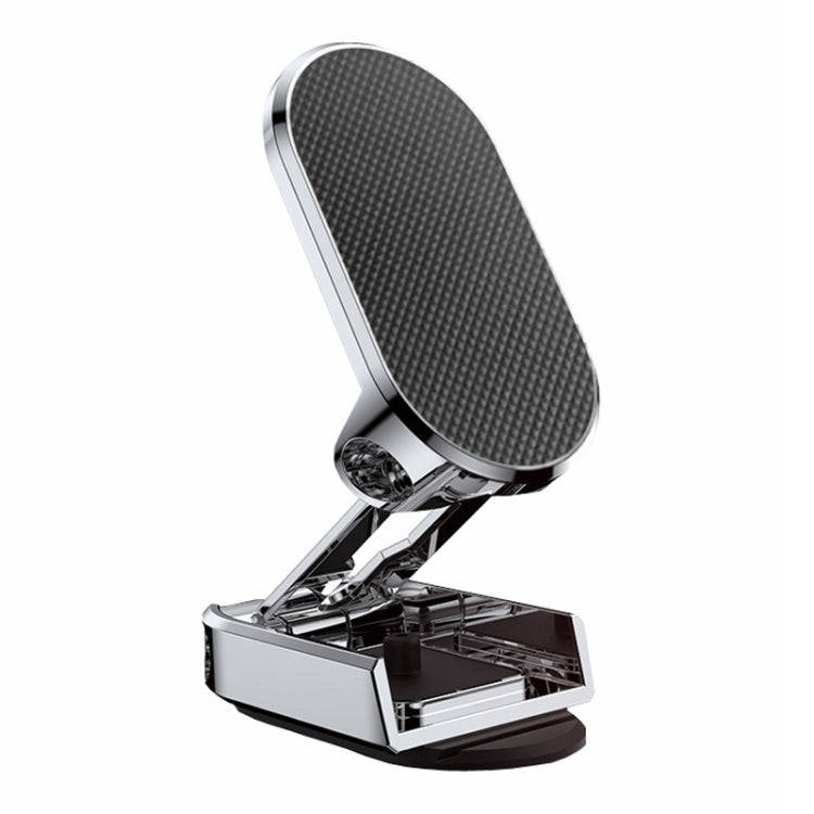 D11 Magnetic Folding Car Phone Holder Rotatable Dashboard Stick-On Navigation Stand(Silver Frosted)