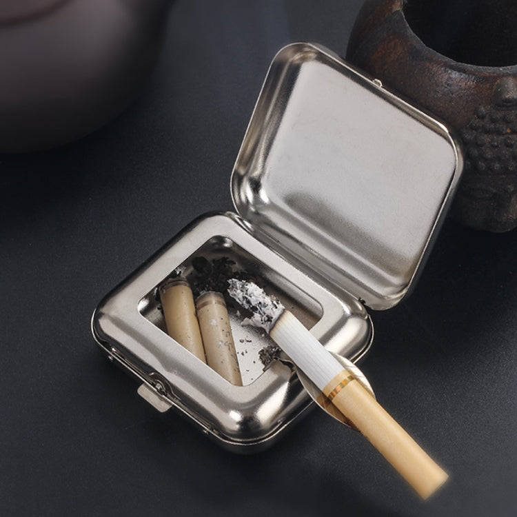 Mini Metal Ashtray Outdoor Portable Pocket Cigarette Holder, Style: Square