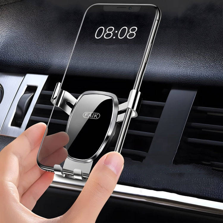 FAIK Car Cell Phone Holder Air Vent Triangle Gravity Sensor Car Phone Bracket, Color: Silver Fros...