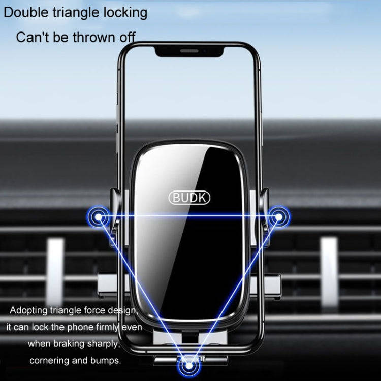 BUDK Anti-shake Car Phone Bracket Car Navigation Air Vent Fixed Gravity Support Stand(Silver)