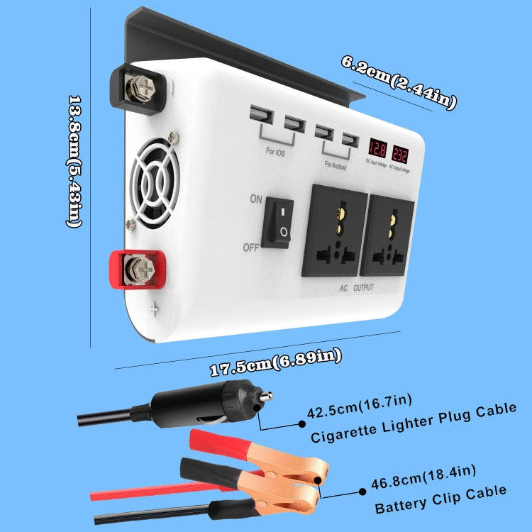 DC 12V To AC 220V Car Inverter Dual Socket 4USB