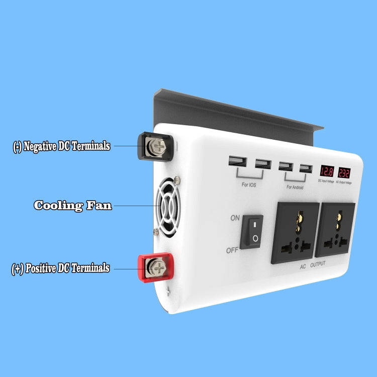 DC 12V To AC 220V Car Inverter Dual Socket 4USB