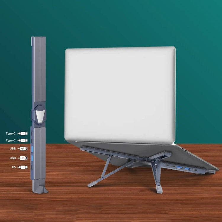 XY-1 5-In-1 Laptop Docking Station Stand Increased Folding Heat Dissipation HUB Bracket(Silver)