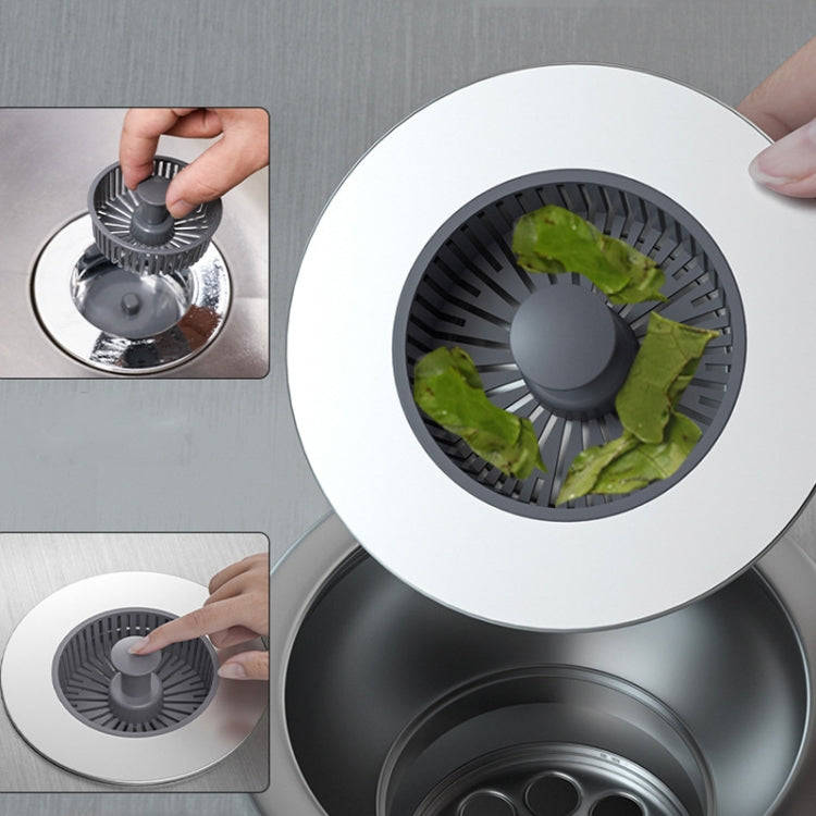 Pop Up Kitchen Sink Drain Strainer Stopper Combo Anti-Clog and Easy Clean(Silver)