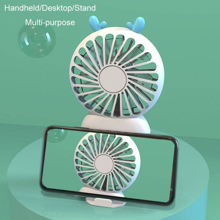 Summer Cartoon Pocket Handheld Stand Fan Rechargeable Silent Mini Fan(Green)