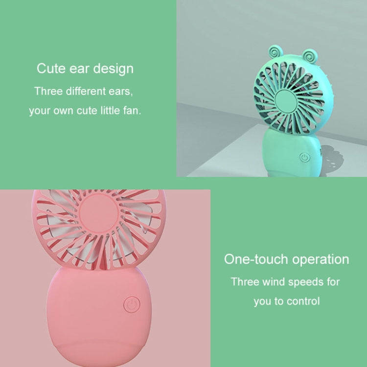 Summer Cartoon Pocket Handheld Stand Fan Rechargeable Silent Mini Fan(Green)