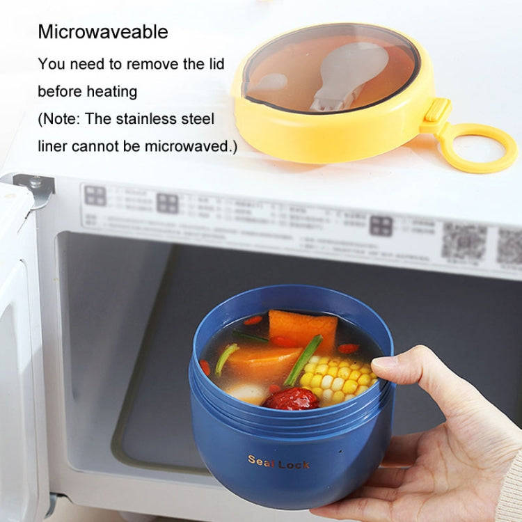 304 Stainless Steel Insulated Soup Bowl Oatmeal Breakfast Cup Portable Lunch Box, Color: 800ml White