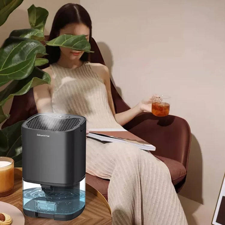 1L 36W Air Dehumidifier for Home Damp Drying Clothes with 7 colors Light EU Plug(White)