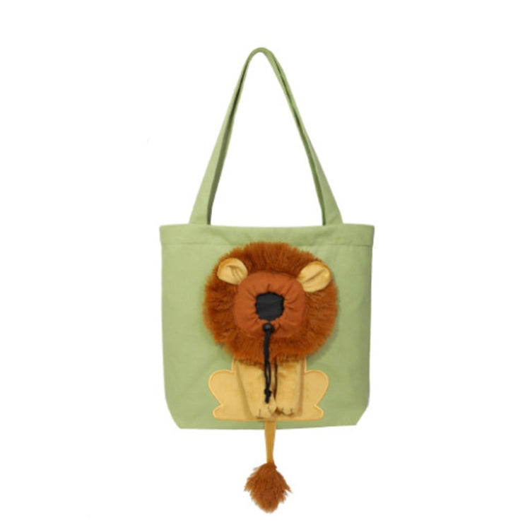 Canvas Expandable Little Lion Shape Cat Bag Small Dog Handbag, Size: Small (Light Green)