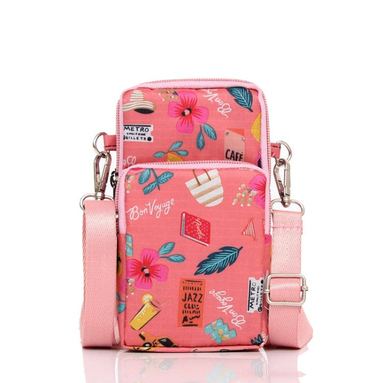 Printed Crossbody Mobile Phone Bag Mini Wallet With Arm Band, Style: Pink Holiday