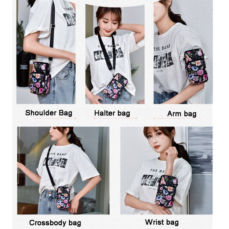 Printed Crossbody Mobile Phone Bag Mini Wallet With Arm Band, Style: Pink Holiday