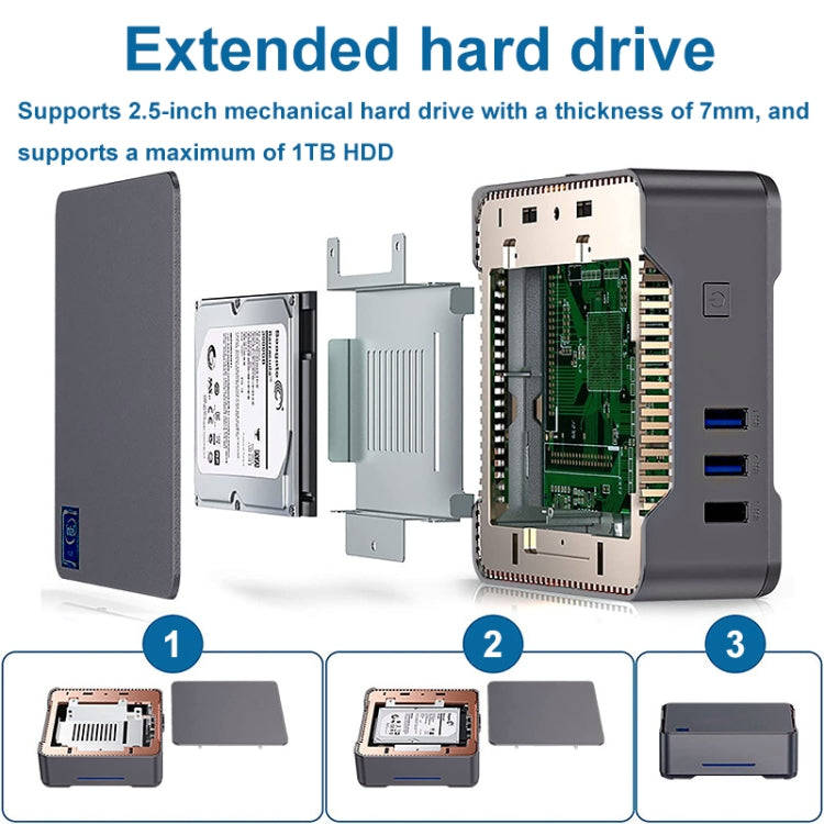 GK3Plus N100 8G+256G EU Plug 12th Intel Alderlake Dual HDMI+VGA Triple Display 4K HD Pocket Mini PC