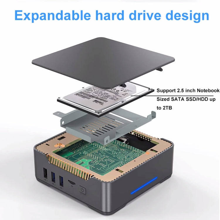 GK3Plus N100 8G+256G EU Plug 12th Intel Alderlake Dual HDMI+VGA Triple Display 4K HD Pocket Mini PC