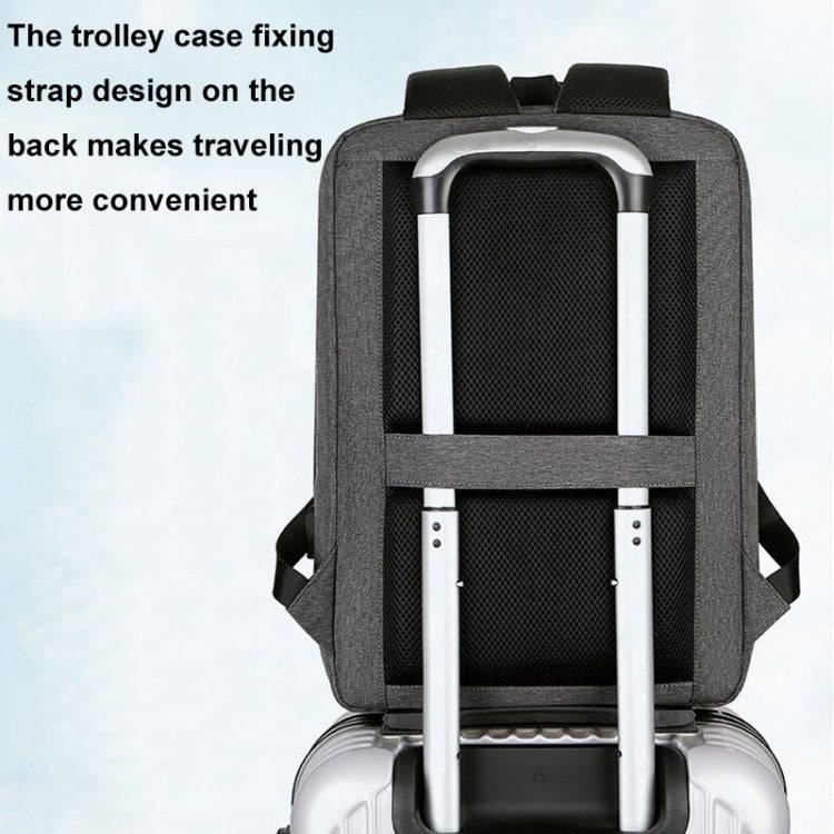 17 inch Multifunctional Waterproof Business Sports Laptop Backpack with USB Port(Navy Blue)