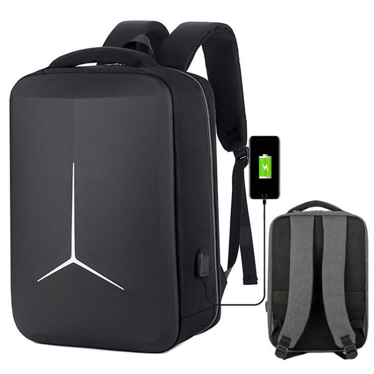 15 inch Large-Capacity Waterproof Business Commuter Laptop Backpack with USB Port(Simplified Black)
