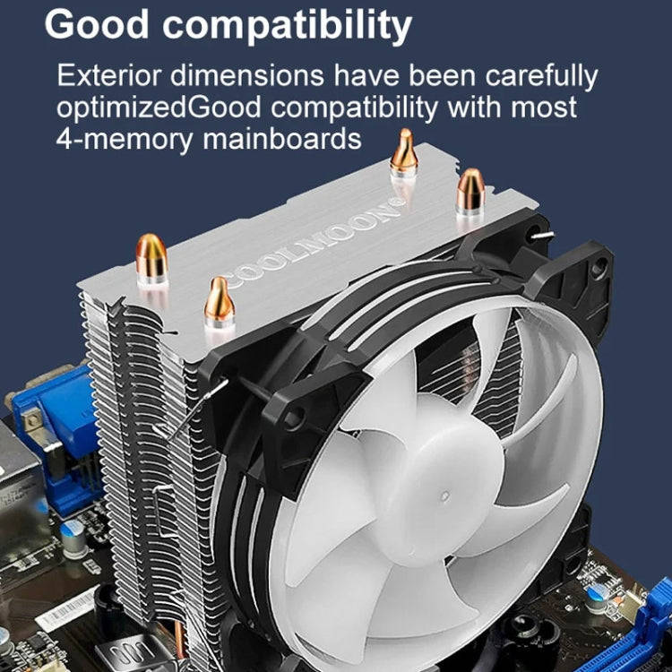 COOLMOON Frost Double Copper Tube CPU Fan Desktop PC Illuminated Silent AMD Air-Cooled Cooler, St...