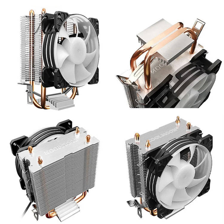 COOLMOON Frost Double Copper Tube CPU Fan Desktop PC Illuminated Silent AMD Air-Cooled Cooler, St...