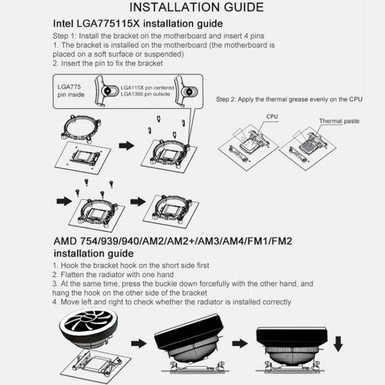 COOLMOON CPU Cooler Desktop Computer Auto Color Change Multi-Platform Mute Cooling Fan(Colorful F...