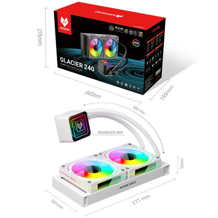 COOLMOON Glacier 240 Water Cooling Radiator Desktop ARGB Multi-Platform Integrated Lens CPU Water...