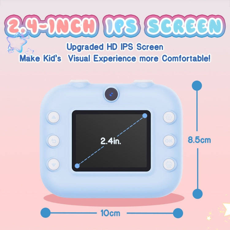 M8 2.4-Inch 1080P HD 2400W Pixel Dual-Camera Children Thermal Printing Camera, Color: Blue