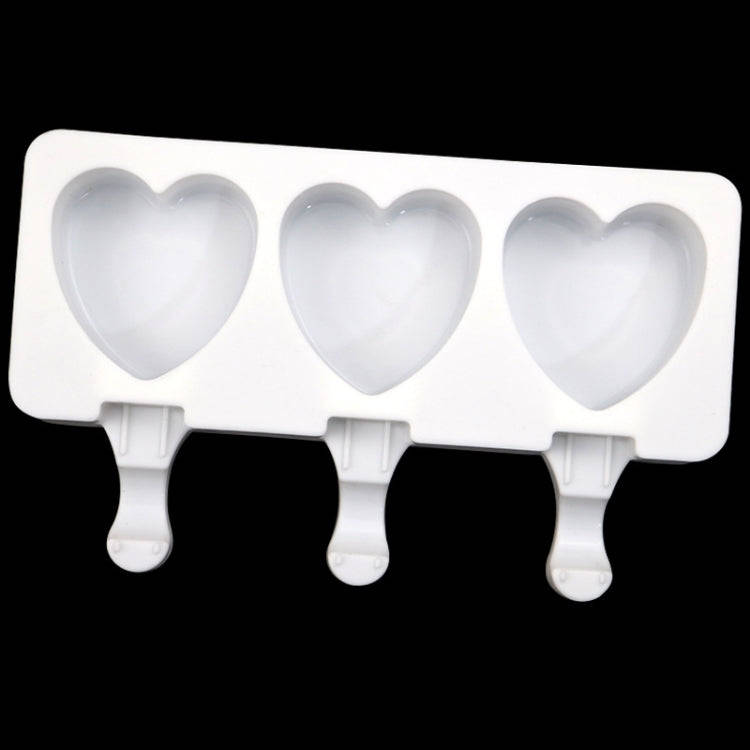 3 Grids Heart Shape Ice Cream Model DIY Pudding Mold Without Stick(White)