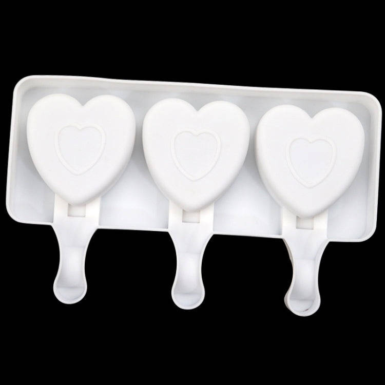 3 Grids Heart Shape Ice Cream Model DIY Pudding Mold Without Stick(White)