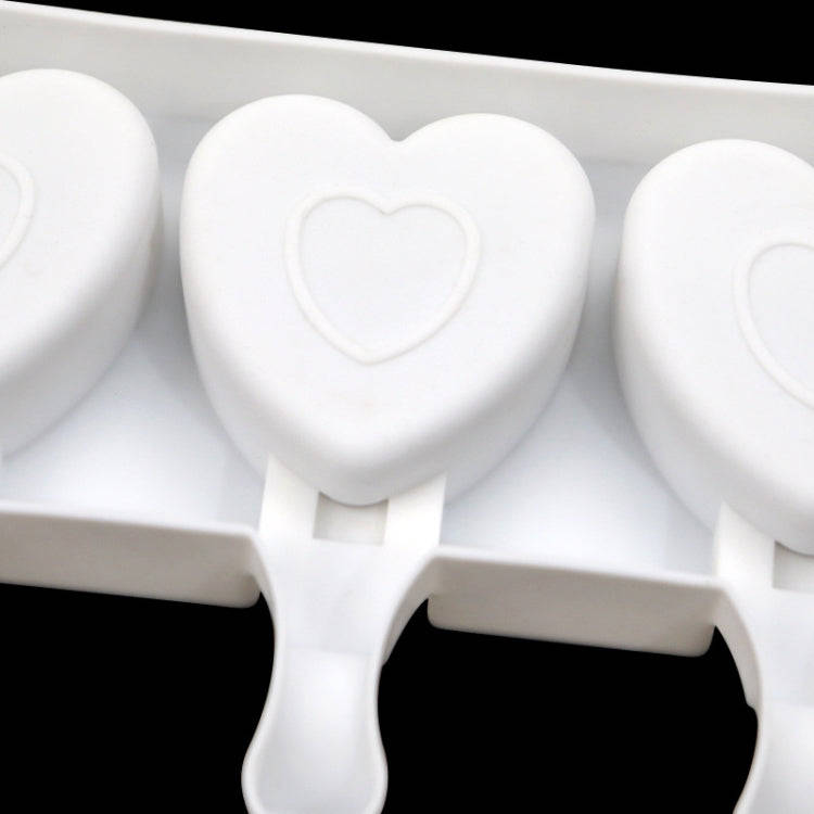 3 Grids Heart Shape Ice Cream Model DIY Pudding Mold Without Stick(White)