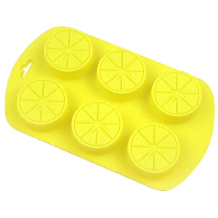 6 Grids Round Lemon Shape Silicone Moon Cake Model Kitchen Baking Handmade Cake Mold(Yellow)