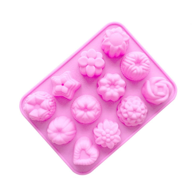 12 Grids Different Flower Grass Shape Silicon Model Kitchen Baking Cake Model DIY Handmade Soap M...
