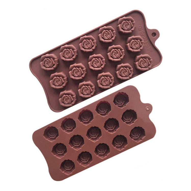 15 Grids Dimensional Rose Chocolate Mould Silicone Handmade Soap Molds(Chocolate Color)