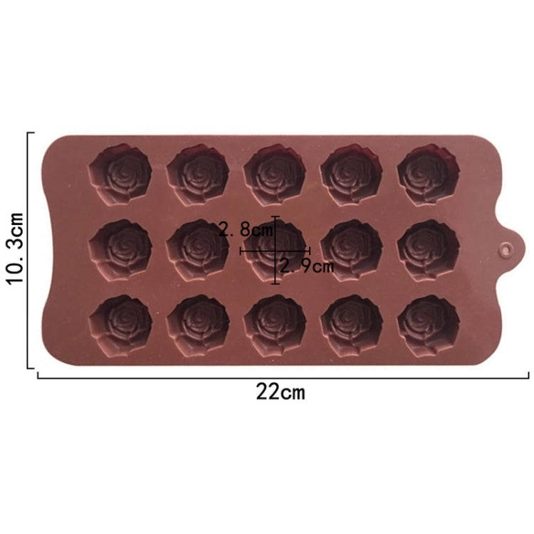 15 Grids Dimensional Rose Chocolate Mould Silicone Handmade Soap Molds(Chocolate Color)