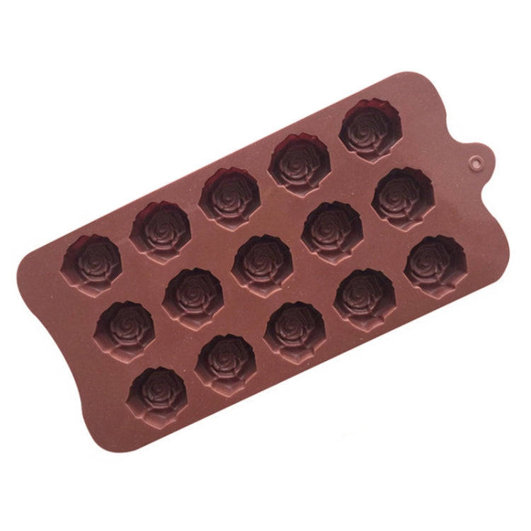 15 Grids Dimensional Rose Chocolate Mould Silicone Handmade Soap Molds(Chocolate Color)