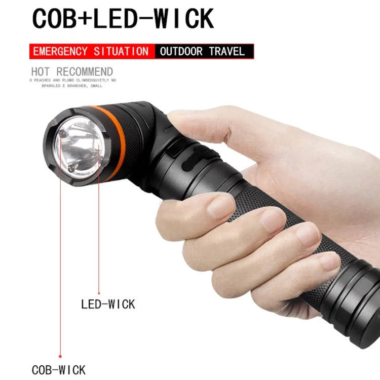 90 Degree Foldable Flashlight White / Red / Green Lights Waterproof Magnetic Torch Built In 18650...
