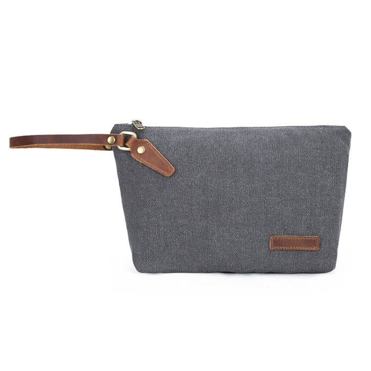 Portable Canvas Bag Large Capacity Washing Bag Cosmetics Storage Bag(Light Grey)