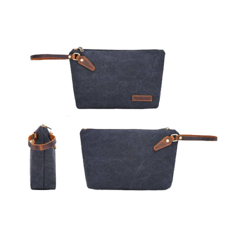 Portable Canvas Bag Large Capacity Washing Bag Cosmetics Storage Bag(Blue)