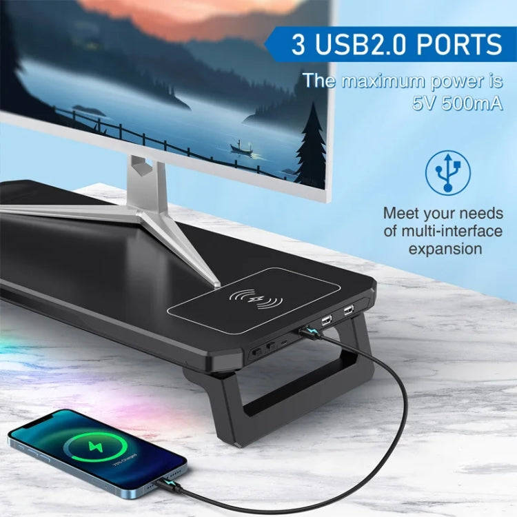 RGB Computer Monitor Stand Riser 3 USB 2.0 +1 Type-C Ports, Spec: Basic White