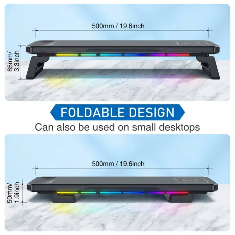 RGB Computer Monitor Stand Riser 3 USB 2.0 +1 Type-C Ports, Spec: Basic White