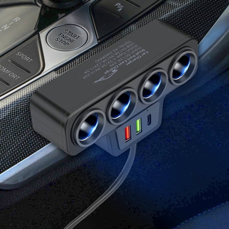 1 to 4 Q3.0 Car Cigarette Lighter Fast Charging 120W Car Conversion Plug(BY-1369)