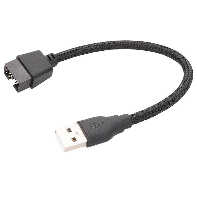 20cm USB-A Male To 9Pin Motherboard Built-In RGB Data To External U Port Adapter Cable(Black)